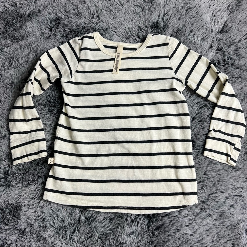Childhoods Clothing Breton Stripe White & Black Long Sleeve Basic Tee 3T